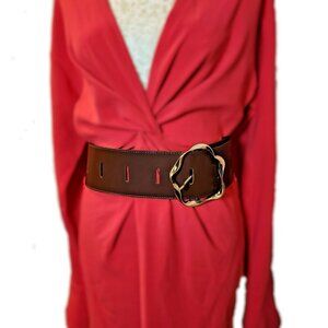 PennyBlack Genuine Brown Leather Belt, Size Large, Made in Italy | 45" Long 3" W